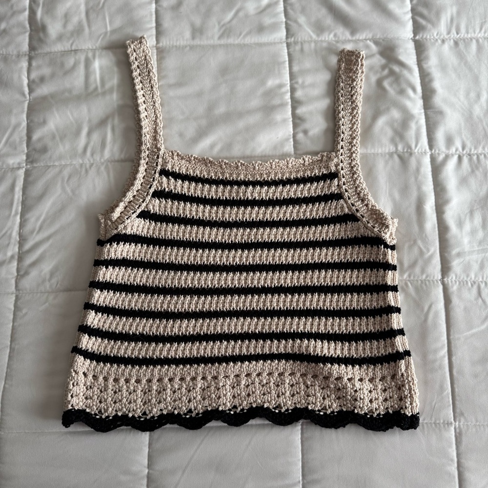 Madewell Crochet-Stitch Cotton Sweater Tank Size XL NWT